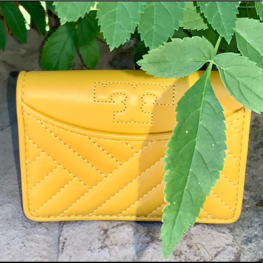 Tory Burch Yellow Leather Mini Wallet